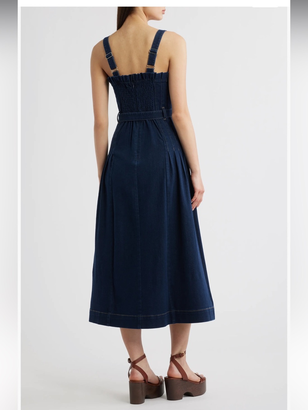 Anthropologie Denim Belted Midi Dress - Picture 3 of 8